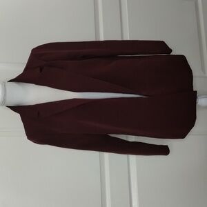 Missguided women's size 6 long blazer open jacket maroon/burgundy